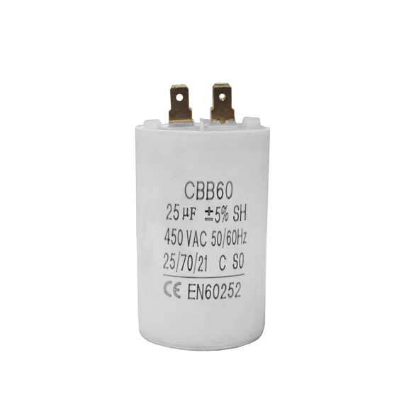 Capacitor CBB60 25?F 450 VAC 50/60 Hz