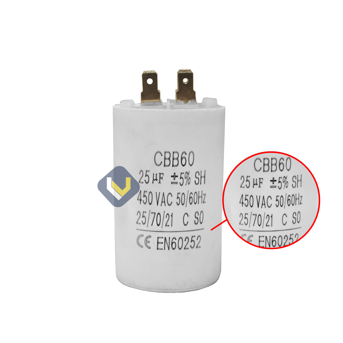 Capacitor CBB60 25μF 450 VAC 50/60 Hz