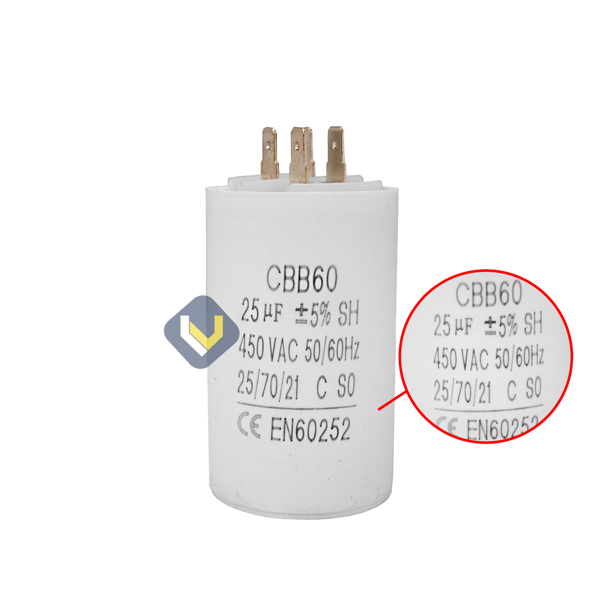 Capacitor CBB60 25μF 450 VAC 50/60 Hz II