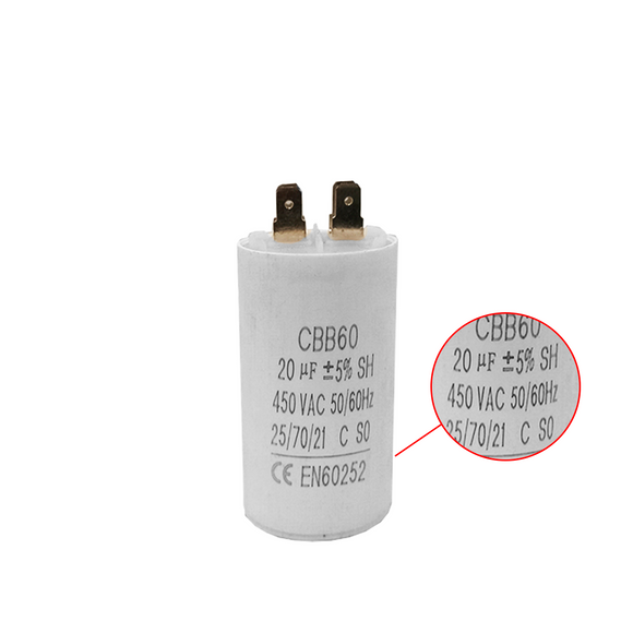 Capacitor CBB60 20?F 450 VAC 50/60 Hz II