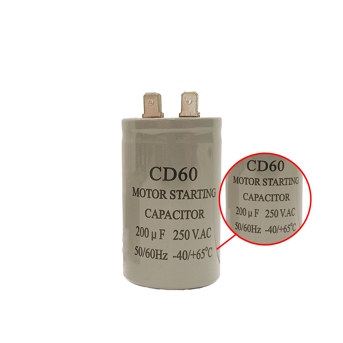 Capacitor CD60 200μF 250 VAC 50/60 Hz - 0