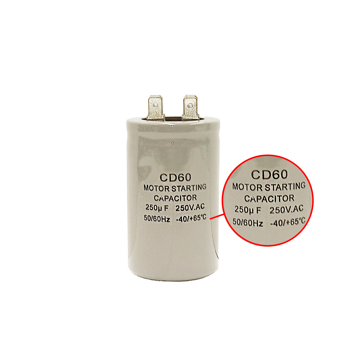 Capacitor CD60 250μF 250 VAC 50/60 Hz