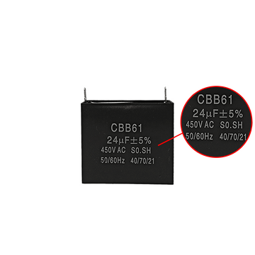 Capacitor CBB61 24?F 450 VAC 50/60 Hz - 0