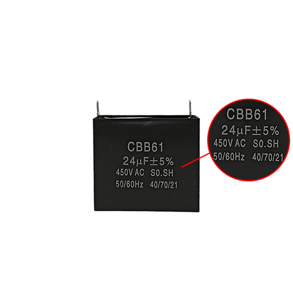 Capacitor CBB61 24?F 450 VAC 50/60 Hz