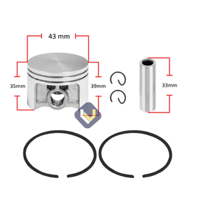 Kit Pistón Anillos Para Motosierra Ms382 - 0