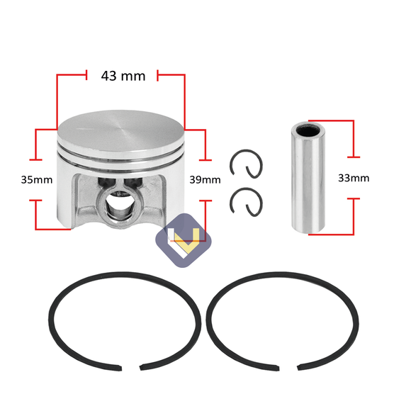Kit Pistón Anillos Para Motosierra Ms382