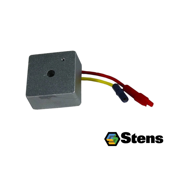 Regulador de voltaje Stens compatible con Briggs & Stratton 794360, con dos cables de conexión amarillo y rojo para sistema de carga del motor