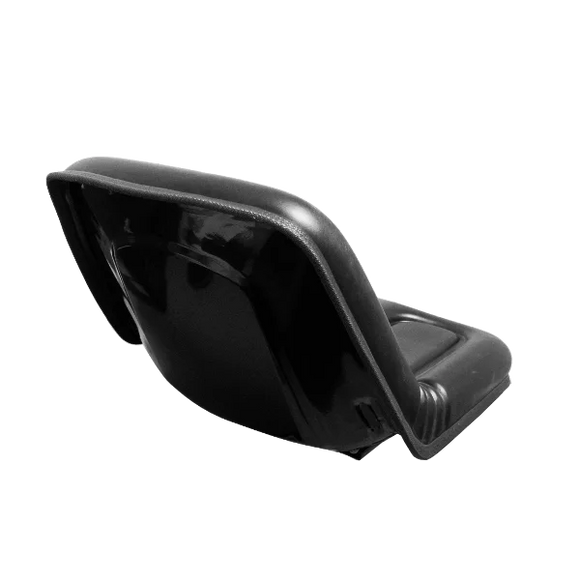 Asiento negro acolchado con respaldo para tractor y maquinaria, modelo 370-04, vista frontal