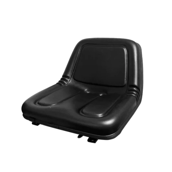 Asiento universal negro con respaldo integrado para tractor y maquinaria, vista lateral del modelo 370-04
